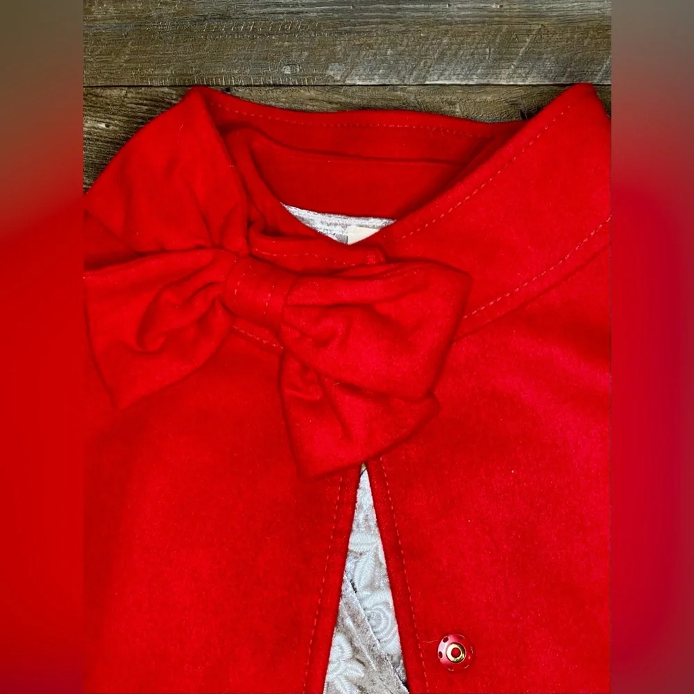 Kate Spade Dress Length Red Coat With Bow Detail. Size L - Picture 4 of 8